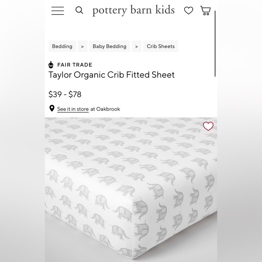 Pottery Barn Kids - Marching Elephant Crib Sheet